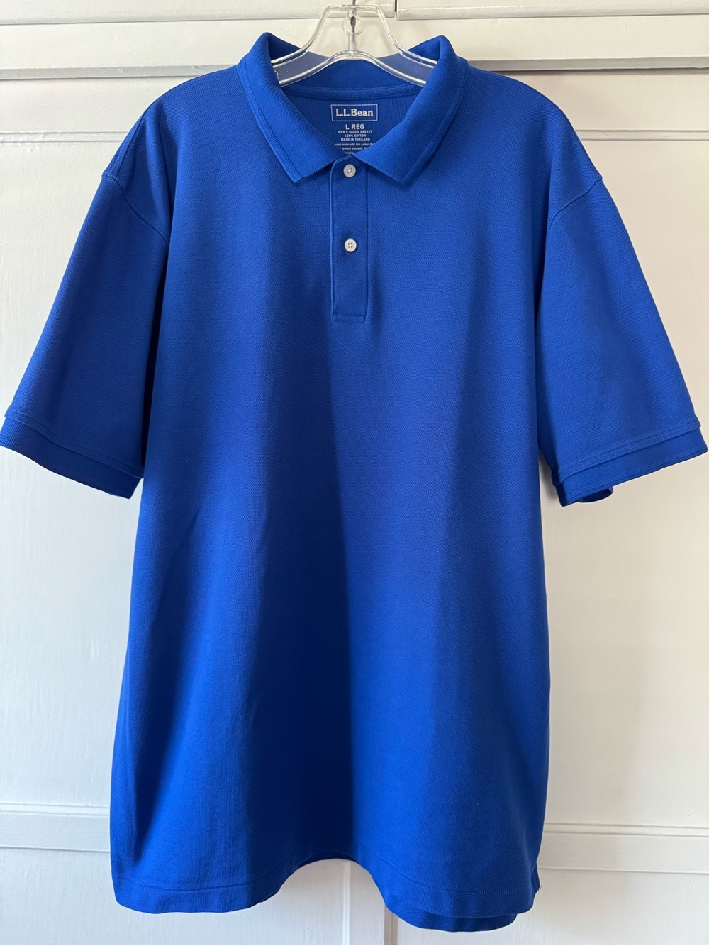 L.L. Bean Men's Classic Polo Shirt in Royal Blue Cotton Sz L